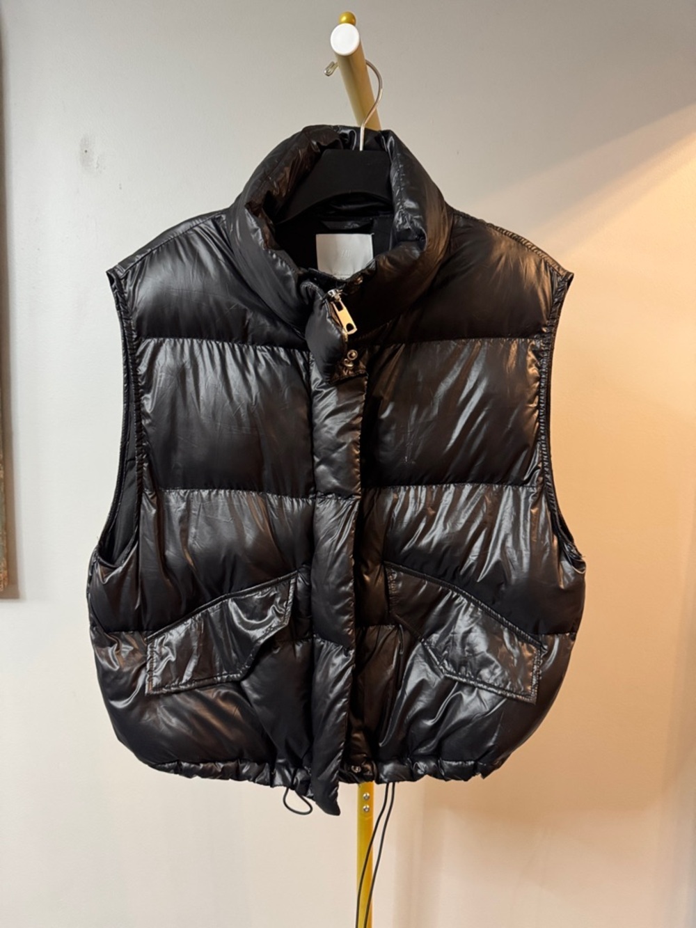 H&M Black Shiny Puffer Vest Small